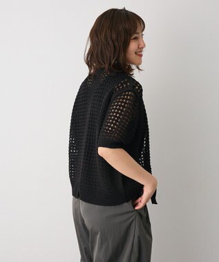 CRAFT STANDARD BOUTIQUE ハーフスリーブメッシュニットカーディガン Black