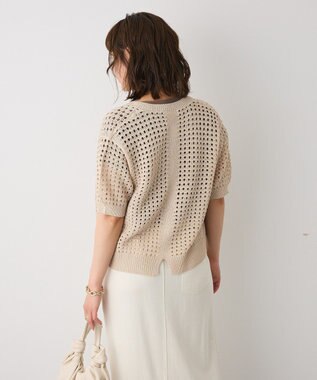 CRAFT STANDARD BOUTIQUE ハーフスリーブメッシュニットカーディガン Light Beige