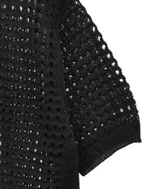 CRAFT STANDARD BOUTIQUE ハーフスリーブメッシュニットカーディガン Black