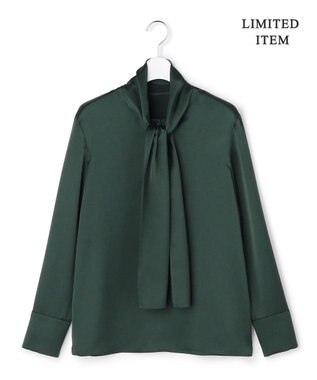 ICB 【WEB限定】 ドレープサテン ボウタイブラウス ミッドグリーン系