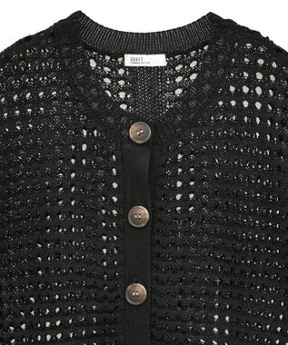 CRAFT STANDARD BOUTIQUE ハーフスリーブメッシュニットカーディガン Black