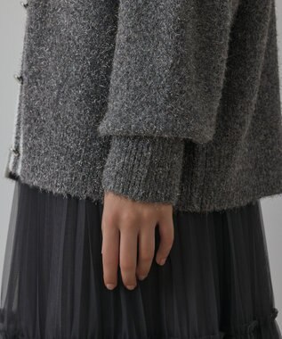 GRACE CONTINENTAL グリッターニットカーディガン グレー
