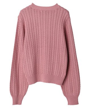 earth music&ecology 刺繍入りケーブルニットプルオーバー Pink