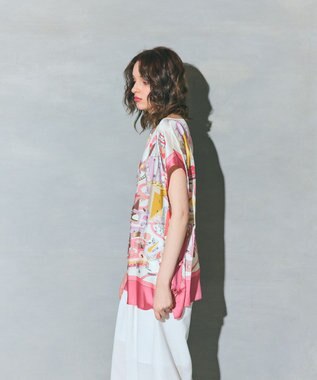 GRACE CONTINENTAL スカーフポンチョトップ ピンク