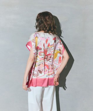 GRACE CONTINENTAL スカーフポンチョトップ ピンク