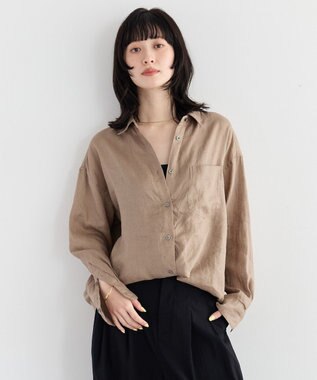 YECCA VECCA 3wayフレンチリネンシャツ Dark Beige