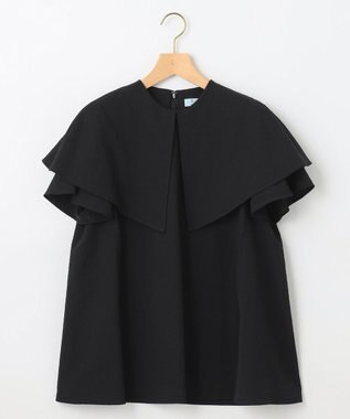 組曲 L サッカーストレッチ 襟付きブラウス ブラック系