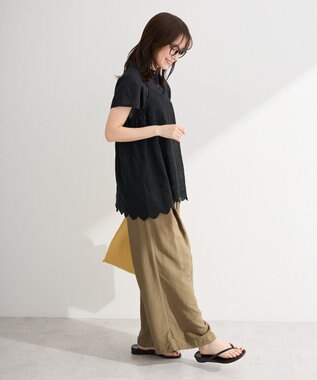 Green Parks ＳＥＴ２点刺しゅうキャミ＋シャツ Black