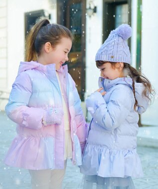 ANY KIDS 【洗濯機OK】中綿リボンコート レインボー