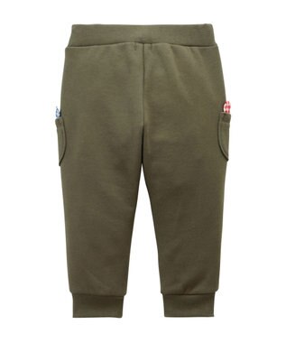 MIKI HOUSE HOT BISCUITS 【80-110cm】 ポケット顔ドン リブ付きスウェットパンツ カーキ