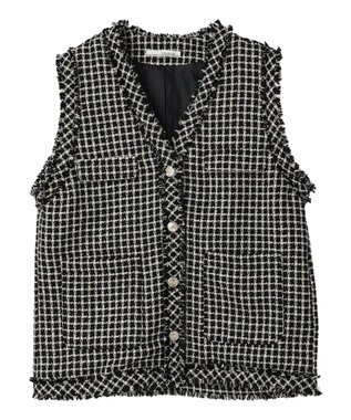 Green Parks ・ＥＬＥＮＣＡＲＥ　ＤＵＥ　ツィードノーカラーベスト Black