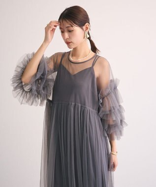 Green Parks ・Ｒａｉｌｍｅ　チュールワンピース（インナーＯＰ付） Charcoal Gray