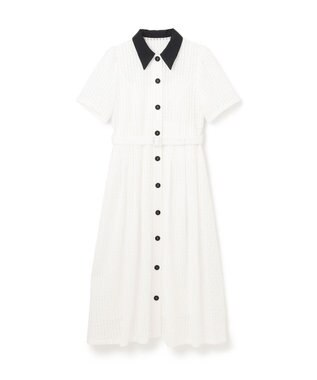 GRACE CONTINENTAL シアーチェックシャツワンピース ホワイト