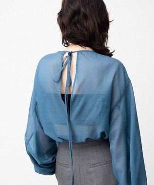 NAVE 【Nave】ブライトシアーボイル ギャザーブラウス ブルー系