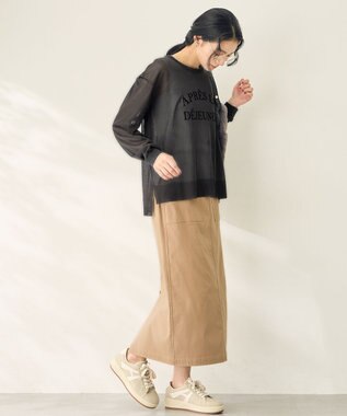 ANY L 【2SET】シアーロゴニット×タンクトップセット スレート