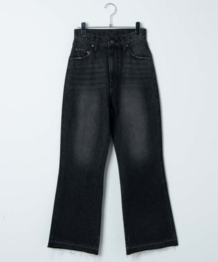 WEGO セミフレアデニムパンツ ブラック中濃色