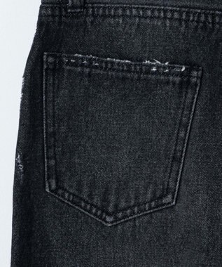 WEGO セミフレアデニムパンツ ブラック中濃色