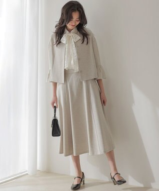 組曲 S ライトリネンライクフレア スカート ベージュ系