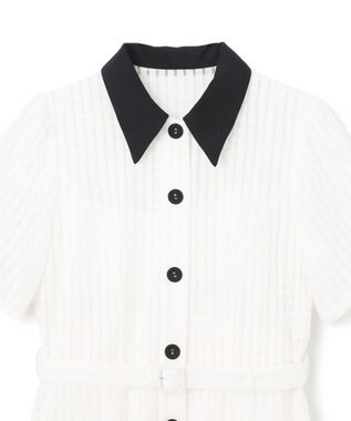 GRACE CONTINENTAL シアーチェックシャツワンピース ホワイト