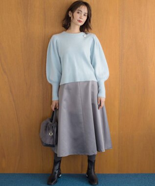 組曲 L マットサテンノーブルスカート スレートグレー系