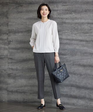 J.PRESS LADIES 【吸水速乾】プレーティングジャージー タックディティール カットソー ライトグレー系