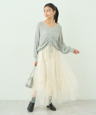 earth music&ecology ドロストニットプルオーバー Gray Mixture