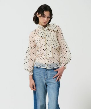 GRACE CONTINENTAL チュールドットボウタイブラウス キナリ