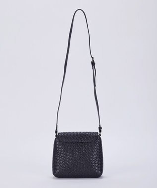 Tiaclasse 【2点セット】編み込み風ショルダーバッグ＋ショルダーポーチ付き ブラック