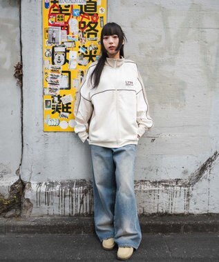 WEGO 【ユニセックス着用ITEM/MLサイズ展開】パイピングトラックジャケット オフホワイト