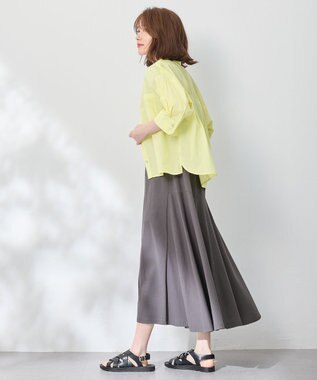 ANY コットンエアーウォッシュ5分袖シャツ イエロー