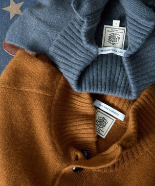 J.PRESS MEN 【カシミア100%使用】カシミヤリブモックネック ニット ブラウン系