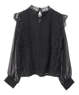 Green Parks ・Ｐｅｔｉｔ　Ｆｌｅｕｒ　イロイロレースブラウス Black