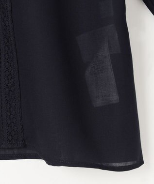 組曲 L 【洗える】シフォンツイルレース ブラウス ネイビー系