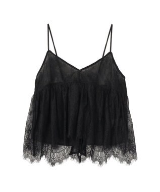 earth music&ecology フリンジレースバックリボンキャミ Black