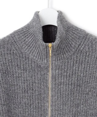 23区 L 【洗える】スパンコールバルキー ダブルジップ ニットブルゾン グレー系