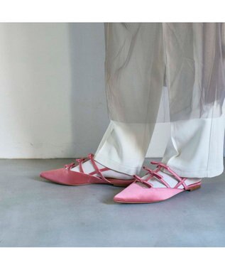 MODE ET JACOMO <MODE ET JACOMO>リボンフラットバックベルトパンプス ピンクキジ