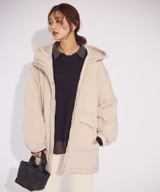 Green Parks フーディ中綿コート Light Gray