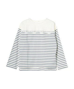 earth music&ecology レースボーダーカットソープルオーバー Sax