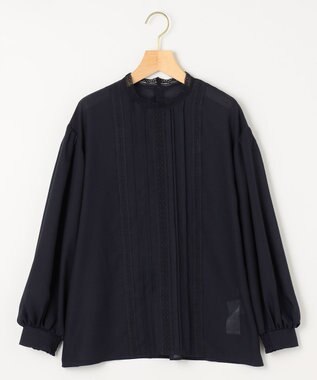 組曲 L 【洗える】シフォンツイルレース ブラウス ネイビー系