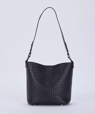 Tiaclasse 【2点セット】編み込み風ショルダーバッグ＋ショルダーポーチ付き ブラック