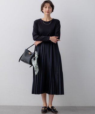 23区 L ニットセットアップ プリーツコンビ ワンピース ブラック系