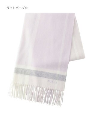 MOONBAT FURLA ウール超大判ブロックチェックラメストール/幅70cm ライトパープル