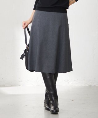 J.PRESS LADIES S 【洗える】LANATEC シャークスキン&ヘリンボーン スカート グレー系