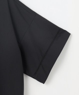 #Newans 【洗える/セットアップ可能】ハシゴレースビブデザインシャツ ブラック