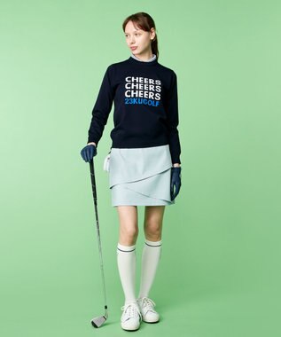 23区GOLF 【WOMEN】【ストレッチ性】チノヘムレイヤースカート 普段のコーデに華やかさをプラス ライトグレー系