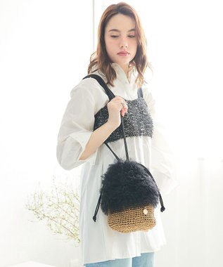 style code 【MERCURYDUO/マーキュリーデュオ】チュールフリル 雑材バケツ型ショルダーバッグ ブラック