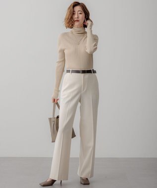 23区 【洗える】ウォームストレッチ ワイドパンツ アイボリー系