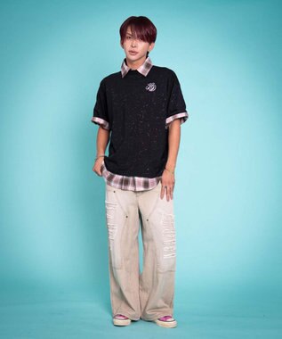 WEGO 【ユニセックス着用ITEM/MLサイズ展開】ラメグラフィックT（SS） ブラック