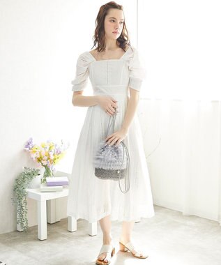 style code 【MERCURYDUO/マーキュリーデュオ】チュールフリル 雑材バケツ型ショルダーバッグ グレー