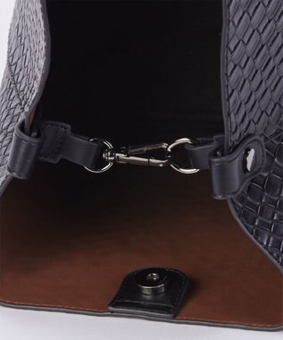 Tiaclasse 【2点セット】編み込み風ショルダーバッグ＋ショルダーポーチ付き ブラック